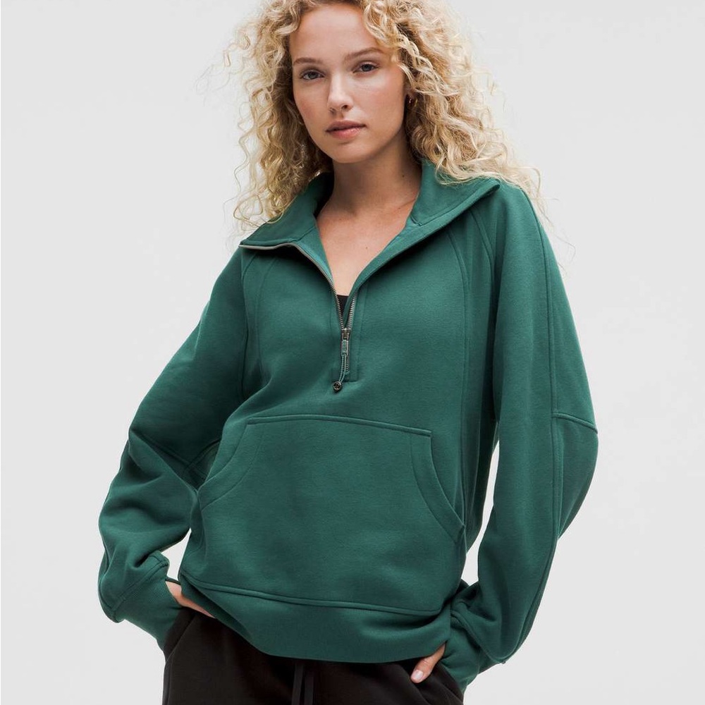 Lululemon Scuba Oversized Funnel-Neck Half-Zip Long Sweatshirt in storm teal